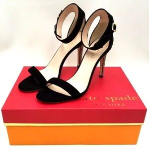 Kate Spade 'Isa' Women's Black Suede Heels w/ Multicolor Stones - Size 8